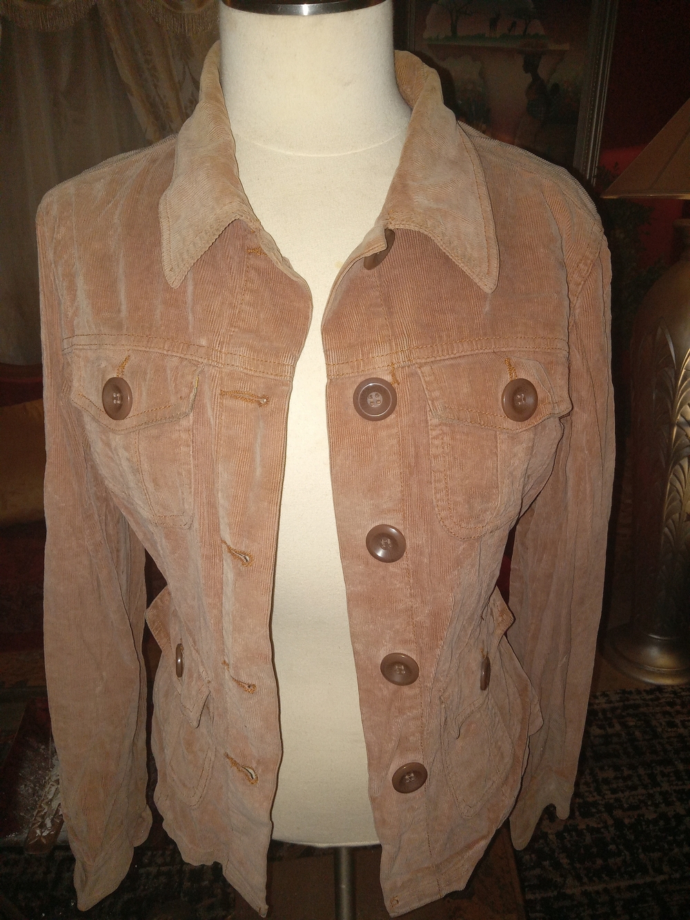 Pleaser Women's Light Brown Corduroy Button Jacket